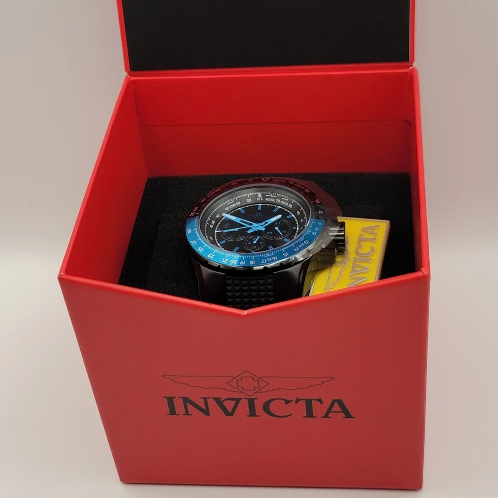 NEW Invicta 39278 Aviator Skyshock Men's Blue Black Quartz Watch Large 50mm Case